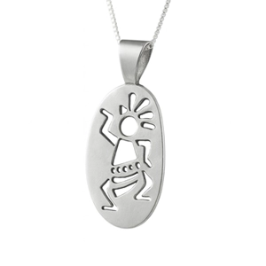 Dije Kokopelli confeccionado en plata 925, símbolo de fertilidad, música y prosperidad.